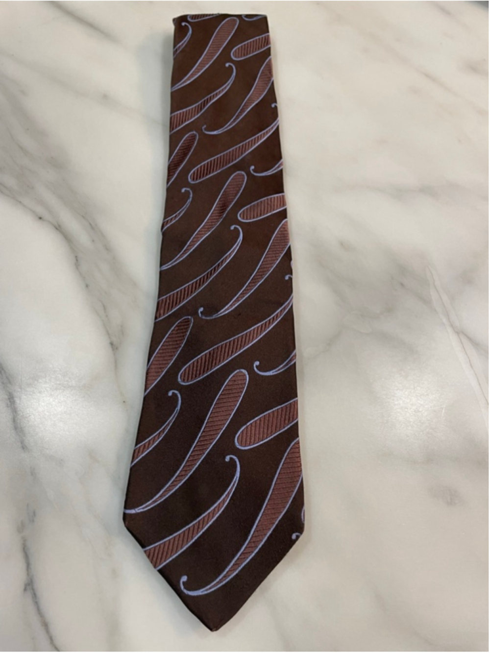 Ted Baker London Silk Tie Brown 90s Patterned Retro Funky Office Corporate